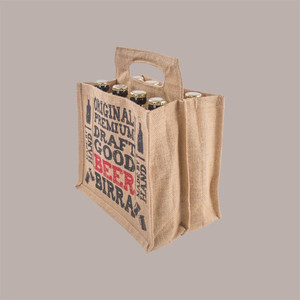 10 Uds bolsa de compras de yute 500/750ml portabotellas para cerveza 24,5 + 17xH23.5/31 cm bolsas de regalo impresas - Product Image 3