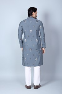 Ropa Festiva Tradicional: Kurta de Seda Chanderi para Hombre con Pijama de Algodón - Product Image 4