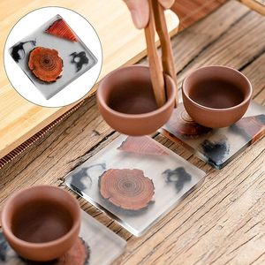 Sous-verres décoratifs en bois naturel et résine de haute qualité, style bohème, écologiques, pour la maison, le bureau, vente en gros - Product Image 3
