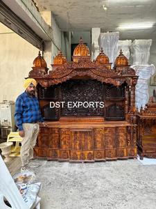 Mandir de madera de teca india con puertas y cajones Templo de madera de diseño grande con puertas Tamaños grandes Tallado a mano Pooja Mandir UK USA - Product Image 2