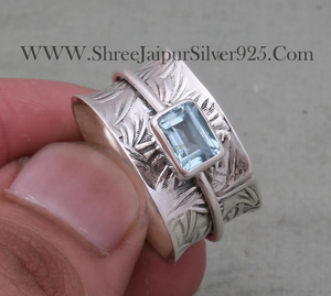 Handmade Hammered Three Tone Designer Carved Vintage <b>Boho</b> Hippie 925 Sterling <b>Silver</b> High Quality Customized Size Spinner <b>Rings</b> - Product Image 3