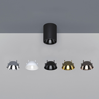Plafonnier LED COB encastré noir cylindrique IP65 9W-36W en aluminium