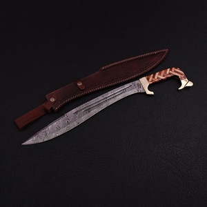 Vente chaude À La Main De Haute Qualité En Acier Damas Lame Fixe En Plein Air Chasse Camping Mini Épée - Product Image 2