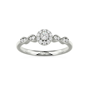 Bague de mariage Jeulia personnalisée en diamant rond avec sertissage pavé en platine - Product Image 5
