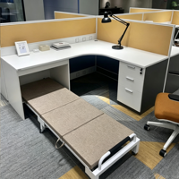 Poste de travail modulaire moderne pour bureau, bureau en forme de L pour 4 personnes avec cloison et armoire à dossiers