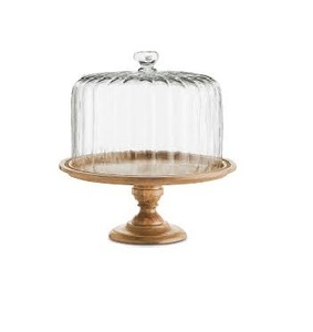 Soporte de pastel de madera ecológico moderno único hecho a mano decoración de boda mesa de cristal plato de pastel - Product Image 6