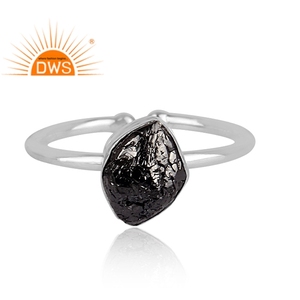 Handmade Design Fine Sterling <b>Silver</b> Black Diamond <b>Set</b> Adjustable Ring Jewelry Manufacturer - Product Image 2