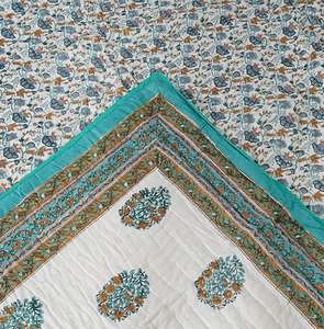 Juego de colcha acolchada con estampado de bloques de madera tradicional de algodón orgánico 100%, manta alta suave de tamaño doble para hoteles - Product Image 6