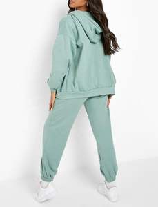 Ensemble de survêtement personnalisé pour femmes Survêtement vert à broderie dégradée Survêtement à capuche Costumes de sport zippés Survêtement dans le sport - Product Image 2