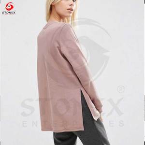 เสื้อสเวตเตอร์คอกลมแขนยาวผ่าข้างมีฮู้ดสำหรับผู้หญิงเสื้อสเวตเตอร์คอกลมผ่าข้างแบบลำลองทรงสตรีทไซส์ใหญ่พิเศษ - Product Image 5