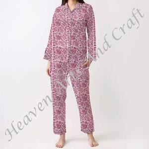 Conjunto de Pijamas de Algodón 100% para Mujer, Ropa de Dormir Suave para el Hogar, Conjunto de Pijamas de Primavera/Verano con Estampado Floral/Personajes/Letras/Estampado/Vacaciones/Árbol PJ119 - Product Image 4