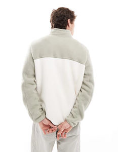 Pull à capuche à demi-fermeture éclair surdimensionné pour hommes personnalisé hiver 100% coton thermique Sherpa polaire avec capuche avec appliques de détresse capuche - Product Image 5