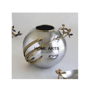 Vase à fleurs de forme ronde au design le plus récent, qualité supérieure, en acier inoxydable, couleur argent, à un prix attractif - Product Image 1