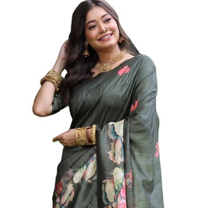 Top 2025 Selling Premium Quality Women SAREE Pure Soft Tusshar Silk Beautiful Stylish Contrast Blouse With Wholesale Rate - Product Image 1