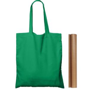 Sac fourre-tout en paille de coton vert uni à faible MOQ, avec poignées, pour légumes, avec services OEM ODM, sac fourre-tout non tissé - Product Image 1