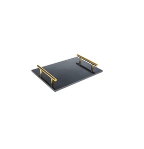 Bandeja de Servicio de Mármol 100%, Diseño de Tendencia, Producto Más Vendido, Bandeja de Servicio de Mármol con Asa de Latón, Empaque Personalizado - Product Image 5