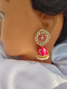 Bollywood แรงบันดาลใจจากเจ้าสาว jhumka เครื่องประดับงานแต่งงานของขวัญแต่งงานที่สมบูรณ์แบบสำหรับแขกเหมาะเพื่อนเจ้าสาว & ของขวัญ mehendi - Product Image 3