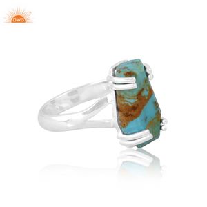 แหวนวงแหวนพลอยเทอร์ควอยซ์จากคิงสเตอร์ลิงสีเงินธรรมชาติ - Product Image 4