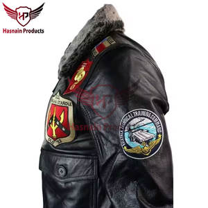 Premium hommes en cuir véritable hiver Bomber veste 100% peau de mouton fourrure mouche veste en cuir pour hommes haute qualité élégant vêtements d'extérieur - Product Image 6