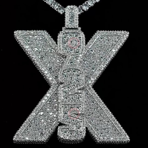 925 plata esterlina chapada en oro nombre personalizado X925 VVS moissanita Natural regalo religioso Hip-Hop joyería fina colgantes encantos - Product Image 1