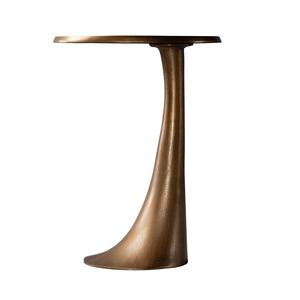 Mesa Auxiliar de Aluminio Fundido Hecha a Mano, Ligera y Duradera con Tapa Ovalada para Sala de Estar y Dormitorio - Product Image 1