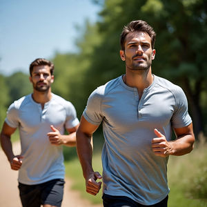 Ropa deportiva Jogging Henley camiseta hombres botón abajo camisas hombres verano ligero Henley camisetas hombres - Product Image 4