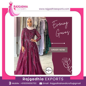 Nouveauté Robes de soirée perlées à la main Robes longues à manches longues Robe Vente en gros Robes de soirée d'Inde - Product Image 2