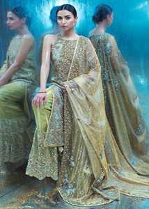 Vestido de novia brillante metálico sólido con rebosante de oro de doble dosis para noches festivas diseños tradicionales contemporáneos - Product Image 4