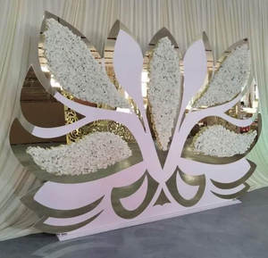 ฉากหลังอะคริลิครูปดอกไม้หรูหราทันสมัยแผงทองตกแต่งเวทีงานแต่งงานมาใหม่สำหรับตกแต่งงานอีเว้นท์ - Product Image 6