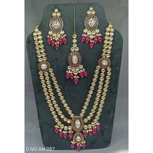 Conjunto de Joyería Fina y Nupcial Twini an 287 MK/D-4, Collar, Pendientes y Brazalete de Moissanita, Mehandi y Kundan, Chapado en Oro de 24K, Estilo Clásico - Product Image 5