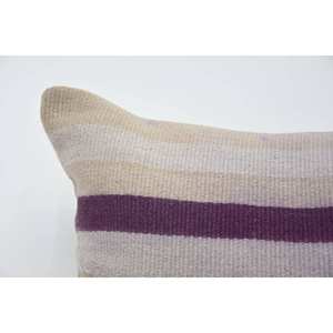 Almohada de retazos Ikat de lana a rayas Vintage púrpura, cojín decorativo tejido de 24x24 pulgadas para ropa de cama o uso en el suelo de la sala de estar - Product Image 2