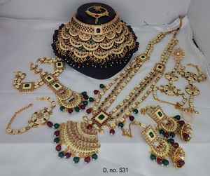 TRADITIONAL & FANCY ANTIQUE DESIGNER BRIDAL JEWELLERY GOLD PLATED <b>and</b> CZ ZIRCON BRIDAL WEDDING <b>NECKLACE</b> <b>SET</b> <b>and</b> FORWOMEN & GIRL - Product Image 1