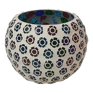 ภาชนะแก้วใส่เทียนสีขาวแบบสั่งทำของตกแต่งบ้านโคมไฟทำด้วยมือโมเสคสีสันสดใส - Product Image 2