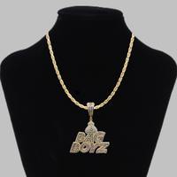 Pendentif en argent sterling plaqué luxe serti de moissanite, bijoux hip hop tendance, collier unisexe personnalisé