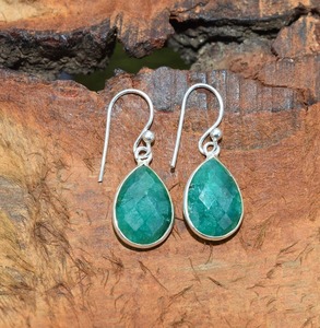 Pendientes clásicos de plata maciza 925, joyería para Plata de Ley 925, piedras preciosas Esmeralda, estilo bohemio, pendientes hechos a mano, regalo para mamá - Product Image 2
