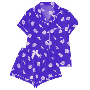 Ensemble de pyjamas en soie Sexy pour femmes vêtements de nuit mignons pour femmes pyjamas en satin extensibles pour la peau avec impression vêtements de nuit confortables - Product Image 6