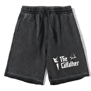 Pantalones cortos de algodón con cordón en bruto para hombre, colección de verano para hombre, Vintage, desteñido al sol, lavado con piedra, estampado 3D personalizado - Product Image 6