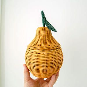 Cestas de mimbre baratas bebé niño niños mejor regalo otro estilo pera fruta en forma de ratán hecho a mano tejido cesta de almacenamiento - Product Image 3
