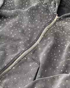 Sudaderas con Capucha Extra Grandes de Algodón Grueso Lavado al Ácido Vintage Personalizadas 2025, Unisex, con Pedrería, Estilo Urbano, Desgastadas, para Otoño - Product Image 6