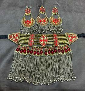 Haute qualité mariée Afghani Vintage ensembles de bijoux Style afghan Tribal Kuchi à la main couleur dorée ensemble de bijoux confortable - Product Image 6