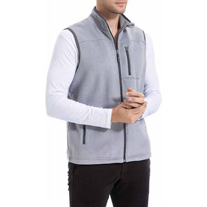 Chaleco sin mangas de lana Polar para hombre, personalizado, naranja, transpirable, con cremallera frontal, bordado, gimnasio, ropa activa, venta al por mayor - Product Image 2