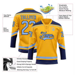 Custom Made Men's Adult 100% Polyester Ice Hockey Jersey Four-Way Stretch Personalized Team <b>Name</b> <b>Sewing</b> Pattern OEM Service - Product Image 3