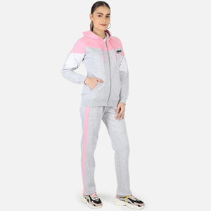 Venta superior personalizado 100% algodón Jogger traje de dos piezas mujer chándal con logotipo de talla grande polar chándal para invierno - Product Image 4