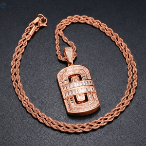 Pendentif rectangulaire serti de diamants de laboratoire VVS1, coupe baguette, design glacé, personnalisé, style hip-hop - Product Image 6