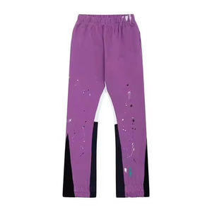 Custom Baggy Loose Streetwear Men's Cotton Dripped DTG Sticker Trouser Pants Jogger Sweat Flared Men's Pants Washed - Product Image 3