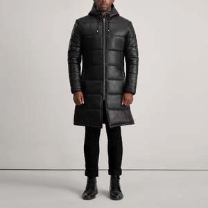 Abrigo Acolchado de Cuero con Capucha para Hombre Floyd, Abrigo Negro con Relleno de Plumón - Product Image 3