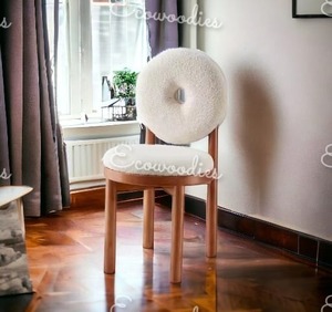 Estilo moderno Silla redonda de madera única con acento Restaurante Hotel Silla de ocio de lujo Silla de comedor de madera maciza - Product Image 6
