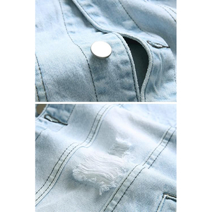 Veste en jean décontractée de haute qualité pour hommes 100% coton couleur unie avec poche dernier tissu tissé léger pour le Style de printemps - Product Image 4