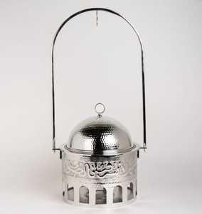 Pot de casserole de serveur de nourriture d'acier inoxydable du Moyen-Orient avec le couvercle de conception de marteau en métal pour l'utilisation d'hôtel de mariage de buffet de partie - Product Image 1