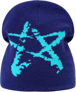 Bonnet streetwear personnalisé en tricot jacquard, bonnet réversible style Y2K, fabricant OEM/ODM. - Product Image 5